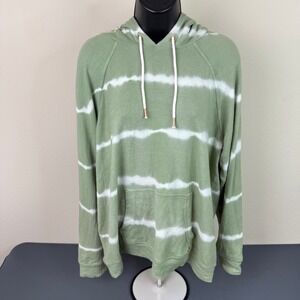 Volcom Hoodie Womens XL Lived In Lounge Sage Green Tie Dye Stripe Pullover
